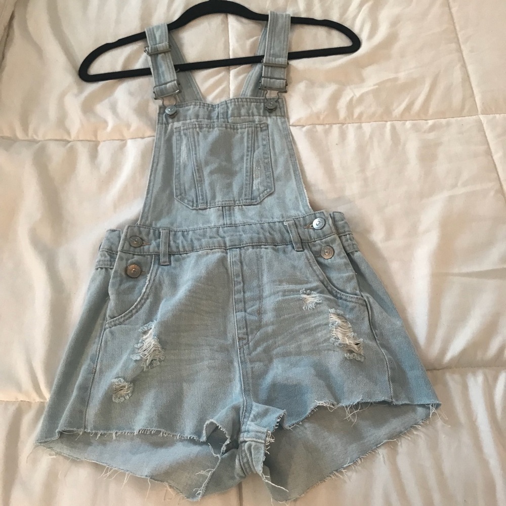 H&M denim overall shorts